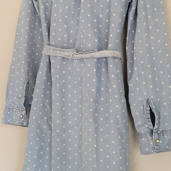 GB girls Polka Dot Shirt Dress, size Small, Blue & White - Picture 6 of 11